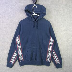 Supreme Hoodie Mens Medium Navy Blue Pullover Spell Out Logo Streetwear Skate
